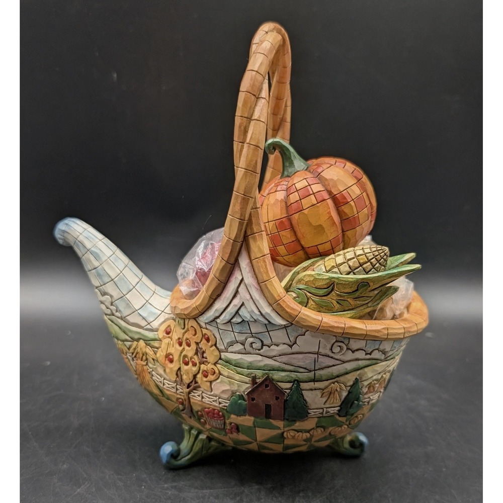 Jim Shore Heartwood Creek Basket Of Plenty 4009015 Harvest Cornucopia Figurine